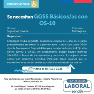 GGSS Básicos/as con OS-10 – Antofagasta (Seguridad privada)